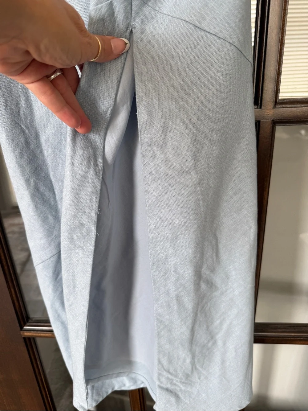 NWT Abercrombie & Fitch light blue linen-blend sleeveless maxi dress
